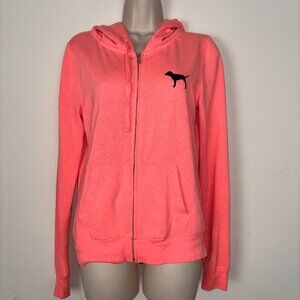 Victoria Secret Full Zipper Coral Hooded Sweatshirt w/Pockets Size Small S